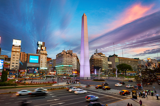 The Obelisco on Avenida 9 de Julio, Buenos Aires